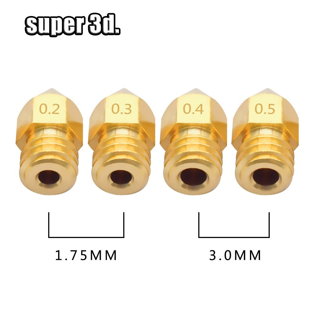5 uds MK8 boquilla 1,75mm 3mm filamento 3D impresora extrusora boquilla para prosa i3 extrusor makerbot