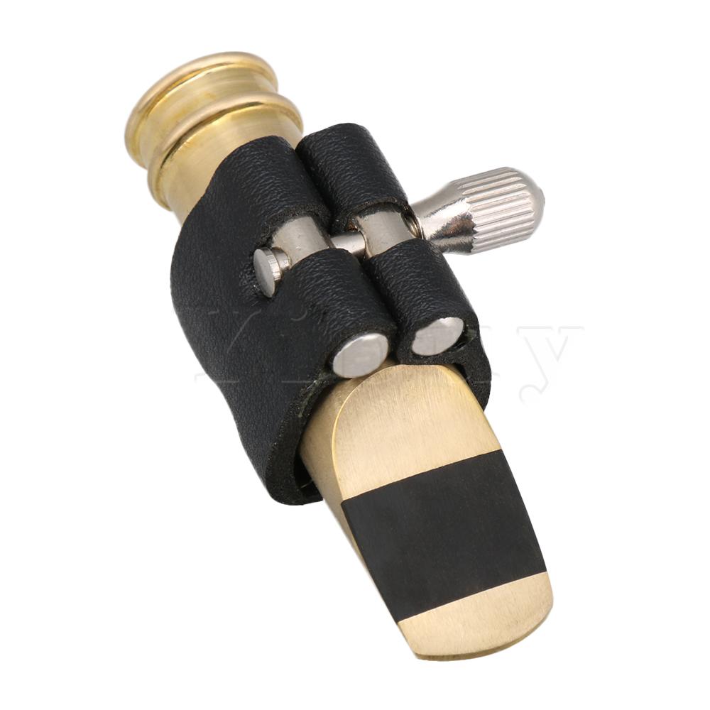 Yibuy gouden sopraansaxofoon 9#  saxofoon mondstuk met kunstleren ligatuur