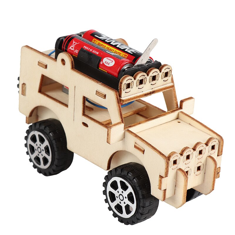 1Pcs Electric Gizmo Wooden Assembling Blocks Vehicle Toys DIY Student Science Technology Model Brain Game Toy: Default Title