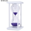 60 Minutes Hourglass Sand Timer for Kitchen School Modern Wooden Hour Glass Sandglass Sand Clock Tea Timers Home Decoration: WHITE PURPLE