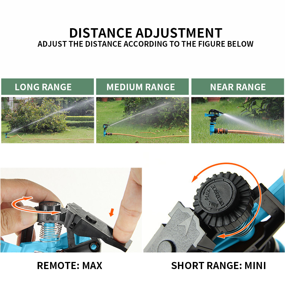 Lawn Durable 360 Degree Rotating Impulse Metal Sprayer Adjustable Portable Grass Irrigation System Garden Watering Sprinkler