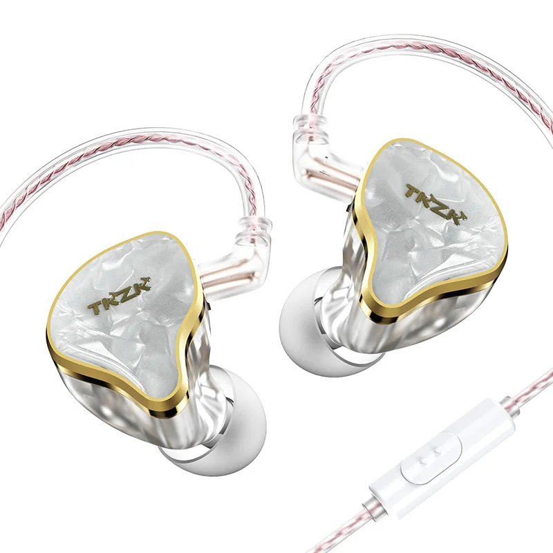 TKZK TK02 HiFi-oortelefoon Comfortabel om te dragen Zeer zuivere OFC-kabel 3,5 mm 2-pins stekker Breed compatibel Verbeterd: WHITE