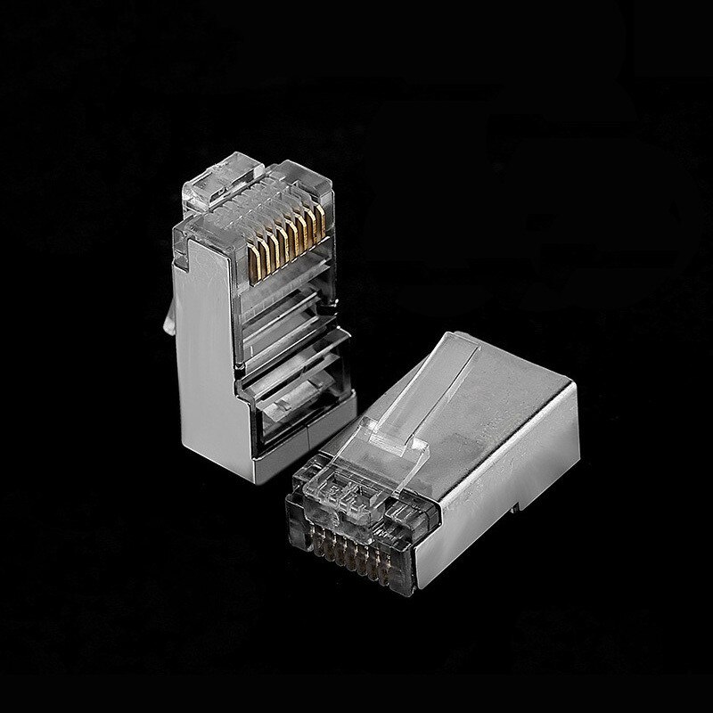 Cat5e RJ45 Plug Ethernet Cable Connector Male Network 8P8C 8Pin RJ45 stp Shielded Terminals Cat 5 Cat5 Gold Plated 100pcs