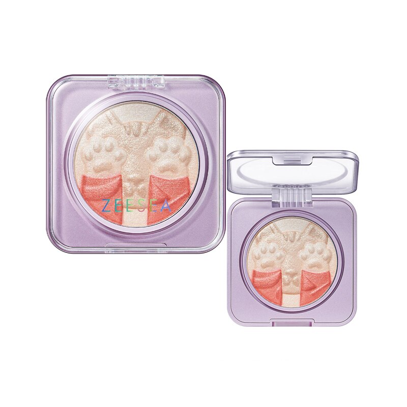 ZEESEA Highlighter Make Up Face Blusher Palette Highlighter Contour Highlight Blush Glowing 2 In 1 Space Cat 4.2g
