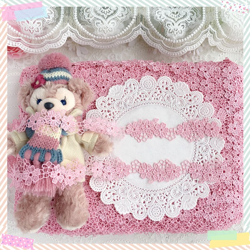 5Yds/działka różowa koronka tkanina 2.5cm szerokość różowy kształt kwiatu koronki weneckie wykończenia robić odzieży i dekoracji ślubnych