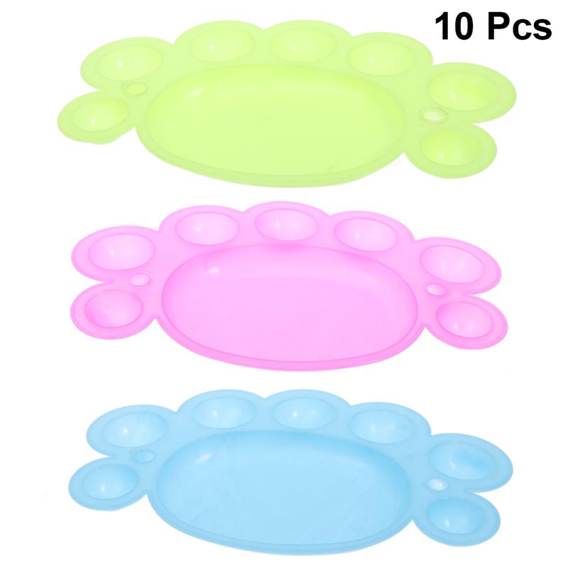 10pcs Portable Painting Palettes Art Paint Drawing Trays Colour Painting Pallets 8 Wells Palettes for Children