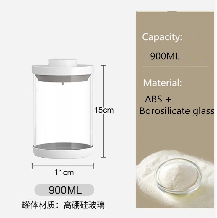 Plastic Sealed Canister Portable Large-capacity Milk Powder Cans Storage Jar Food Moisture-proof Storage Box Kitchen Container: 900ML Glass