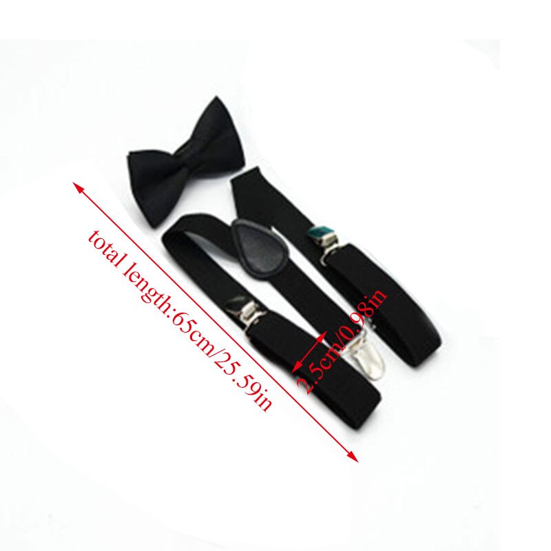 Bow Tie Suspenders Set For Baby Boys Elastic Solid Color Y-Back Braces Adjustable Suspender Children Matching Tuxedo Suit Brace