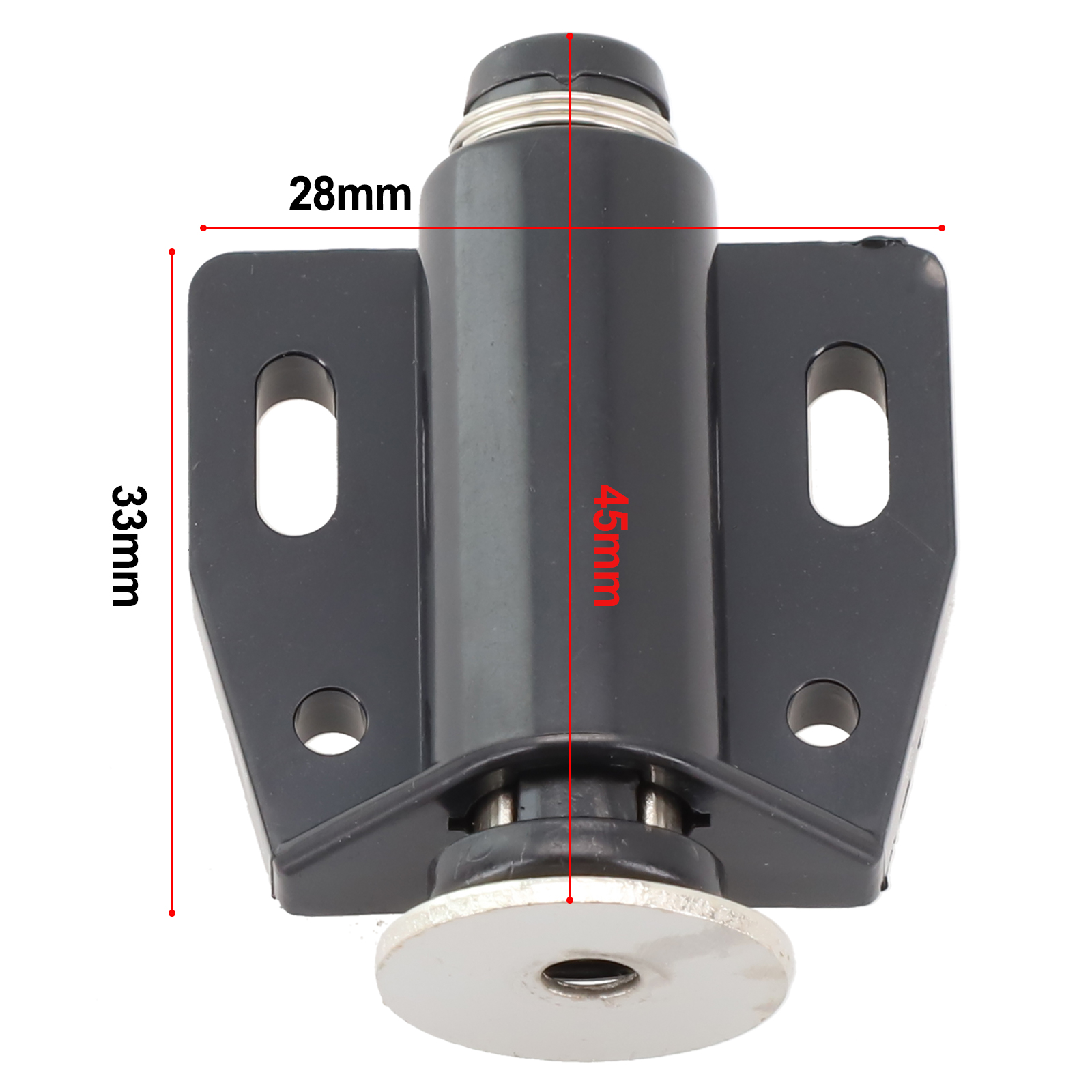 Magnetické zatvárače dverí, magnetický zatvárač dverí na zatlačenie, zámok dverí skrinky pre šatníkovú skriňu, zariadenie na odskok, kovanie na skriňu, nábytkové kovanie: Čierna