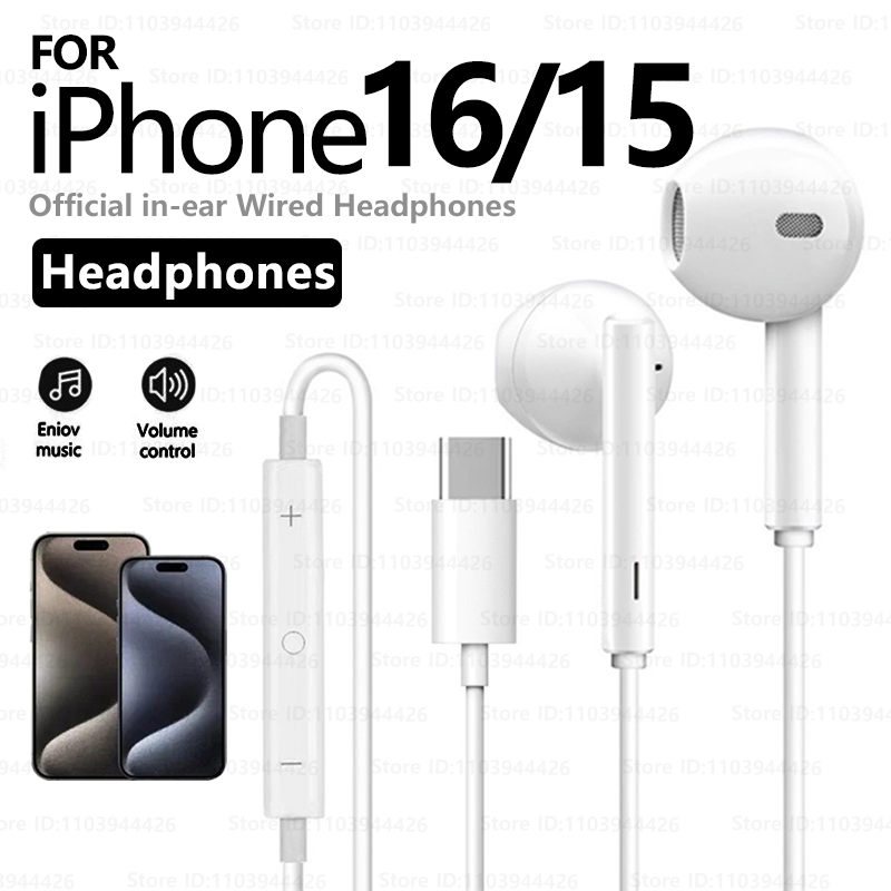 Kopfhörer in-Ohr-Headset Kabelgebundene Kopfhörer für iPhone 16 Profi Max 7 8 XS XR 11 12 13 14 Mikrofon Stereo-Ohrhörer Inline-Steuerung