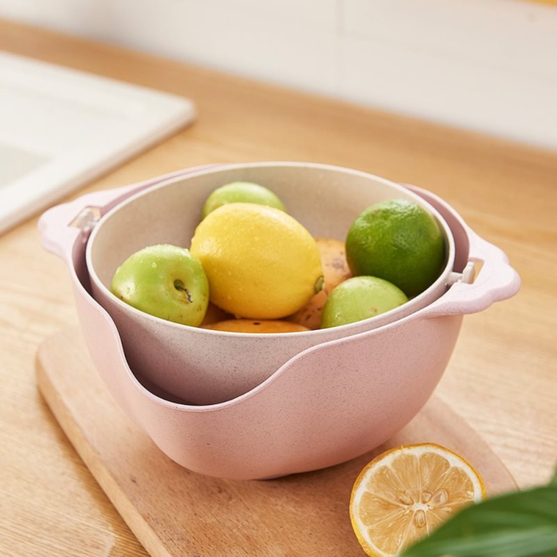 Multifunction Kitchen Strainer Double Drain Basket Vegetables Fruit Washing Strainer Bowls Vegetables Fruit Washing Strainer Bo2