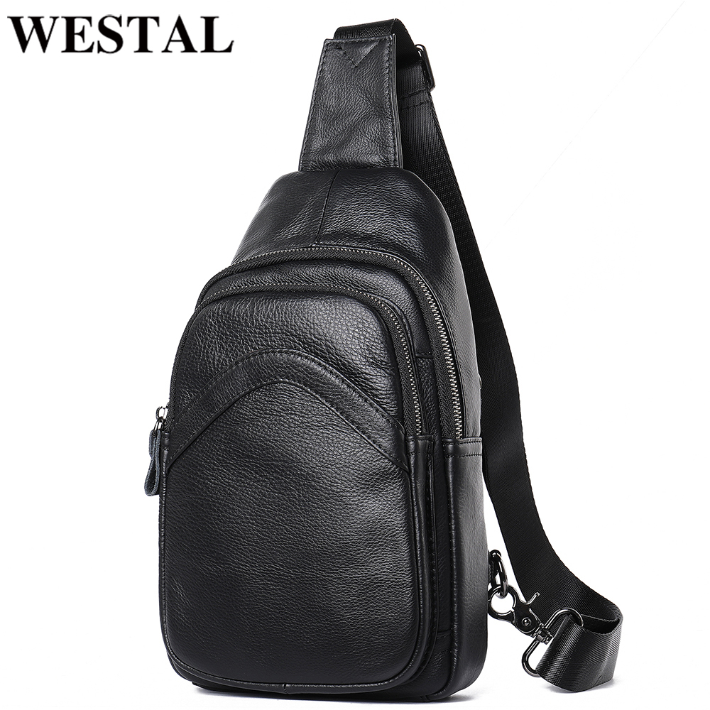 WESTAL leren herentas voor heren, borsttas voor heren, crossbodytas