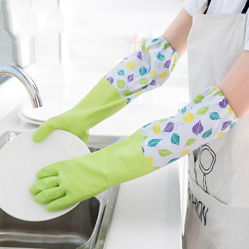 Waterdichte rubber plus fluwelen afwassen handschoenen keuken duurzaam winter warm antislip handschoenen huishoudelijk schoonmaken handschoenen