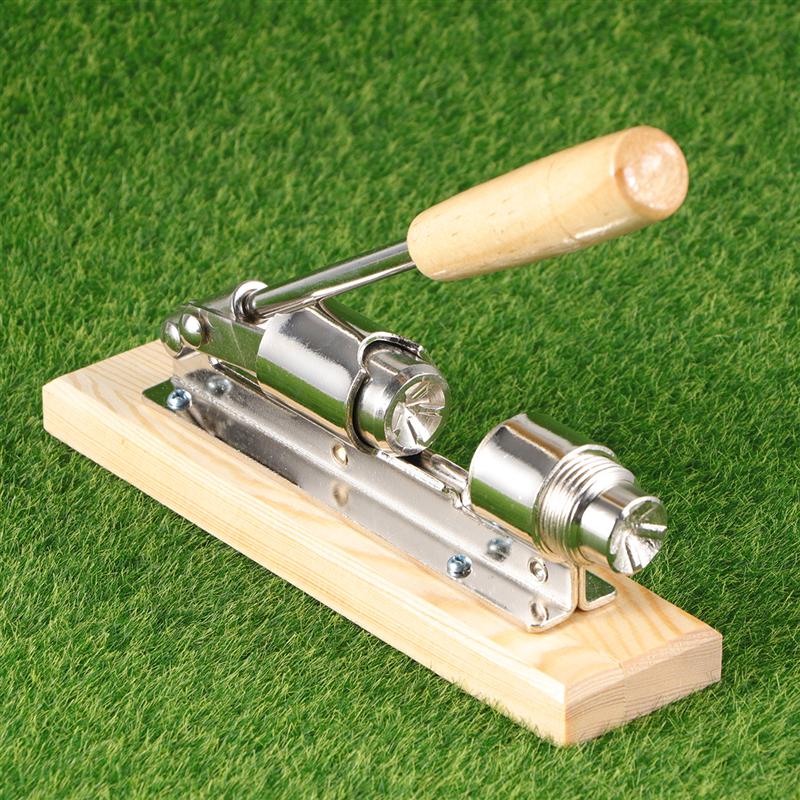 1pc Nut Cracker Hand-press Mechanical Wooden Handle Stainless Steel Opener for Pecans Nut Walnut
