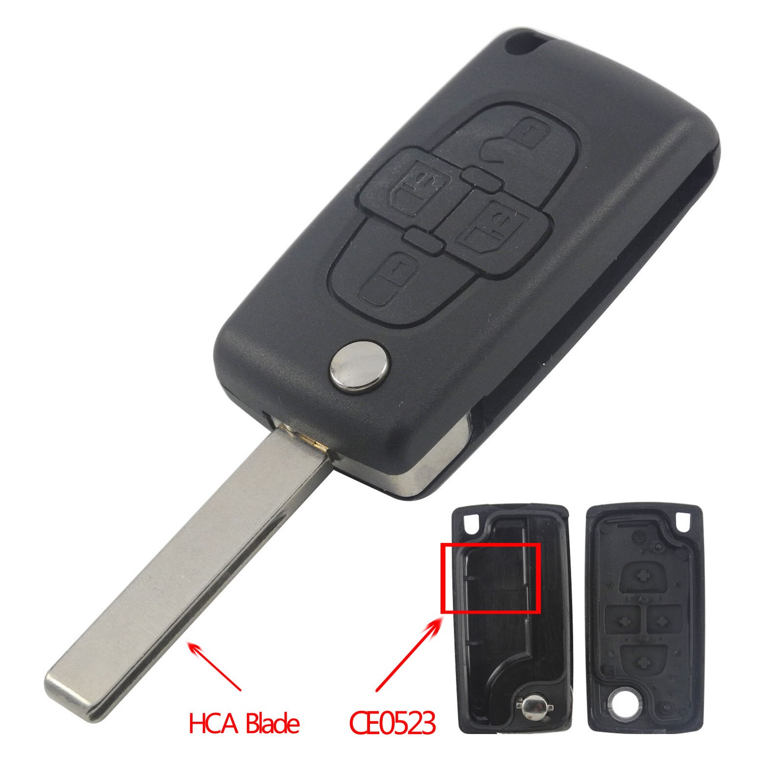 2/3/4B Remote Flip Car Key Shell CE0523 for Peugeot Partner 107 307 407 607 807 Citroen C2 C3 C4 C5 C6 C8 Berlingo Xsara Picasso
