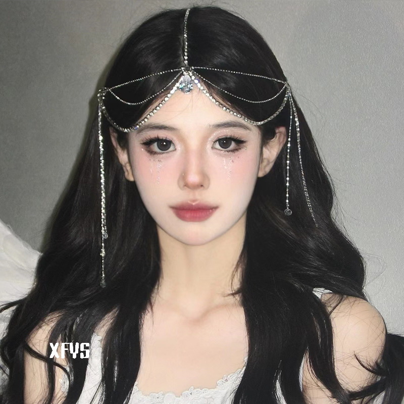 Trendy Charming Rhinestone Head Chain Forehead Headband Idian African Hair Accesories Tiara Headdress BOHO Acessórios De Cabelo