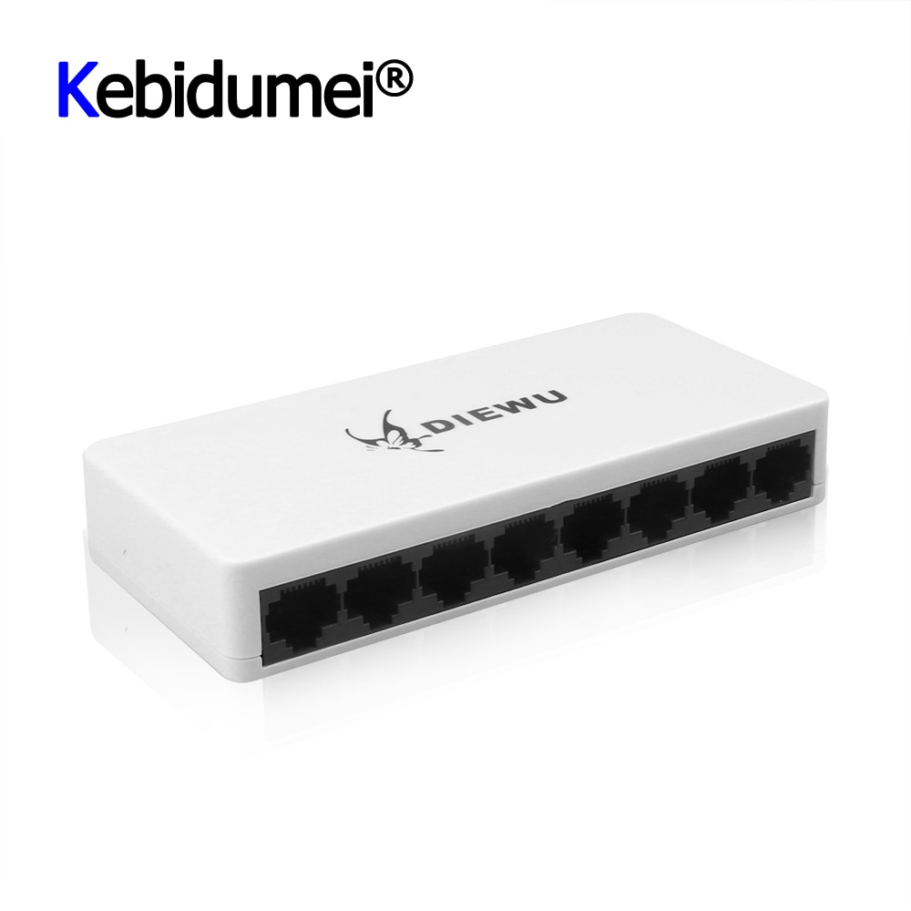 8 Poorten Lan Ethernet Network Switch 10/100Mbps Hoge Prestaties Lan Networking Schakelaars Ethernet Wit Met Eu Plug