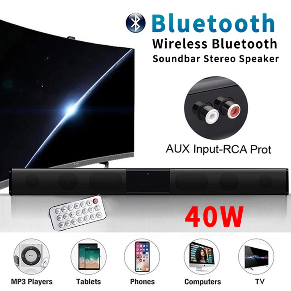 Caixa de som sem fio bluetooth 2021 com 40w, alto-falante, tv, home theater, alto-falantes de soundbar com controle remoto, áudio e tv