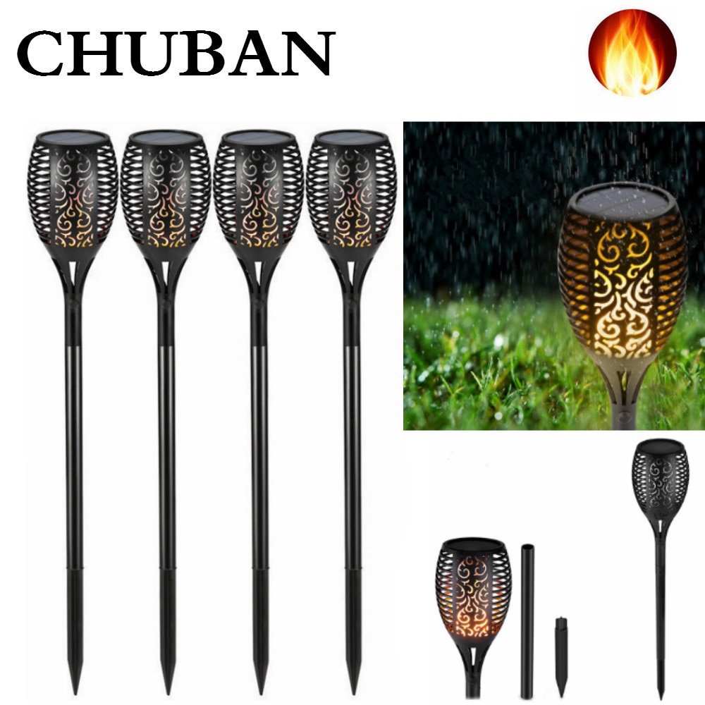 Chuban led solar låga ljus utomhus  ip65 vattentät sol ljus flimrande låga facklor lampa för innergård trädgård sol lampa