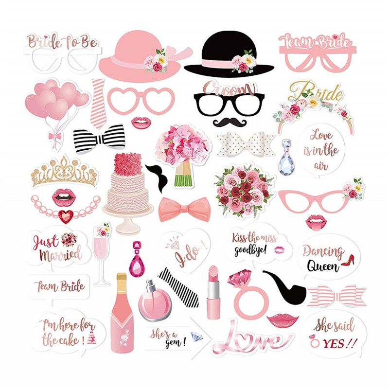 Wedding Bridal Shower Photo Booth Props ,Engagement Decorations, Party Supplies for Bachelorette, Bride Parties and Engaged