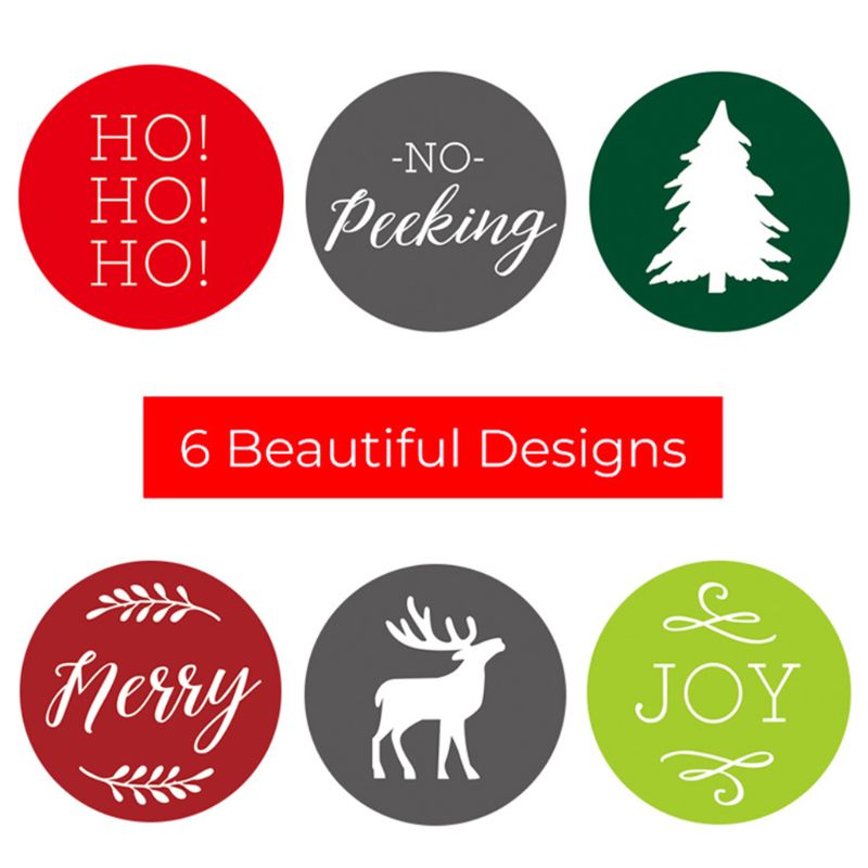 500pcs/roll 6 Designs Christmas Stickers Tree Elk Decorative for Scrapbooking M0XD