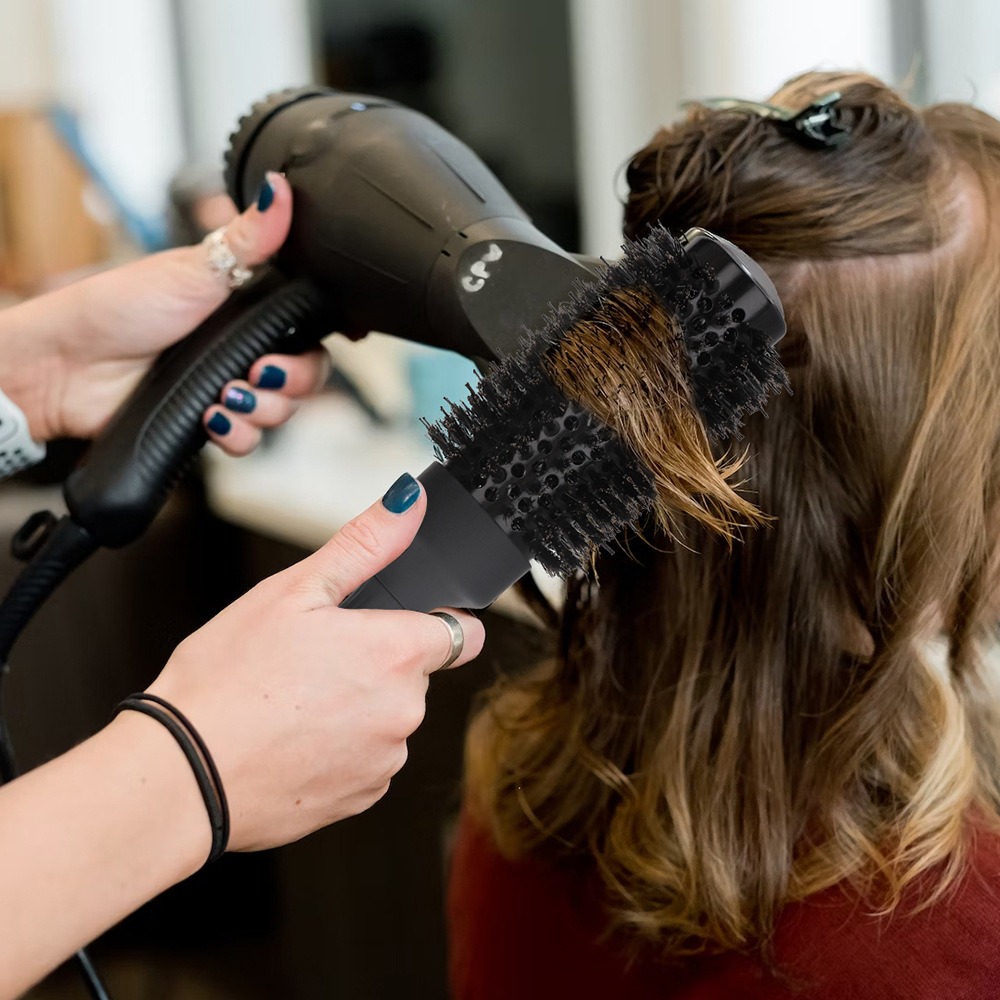 Poignée ronde brosse roulante baril rond avec queue pointue droite sergé peigne à cheveux antistatique noir cheveux friser brosse Salon