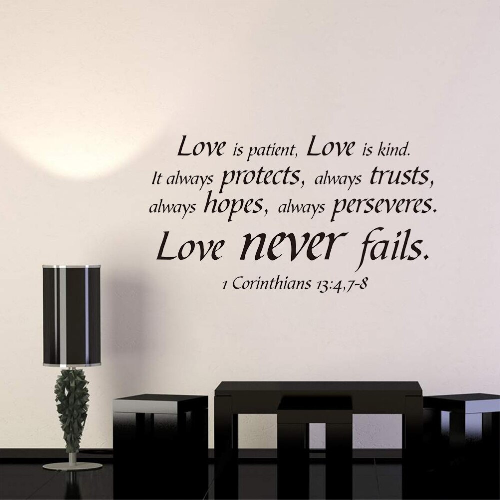 1PC Christian Removable Peel and Stick Vinyl Love is patient Love is kind Wall Stickers: Default Title