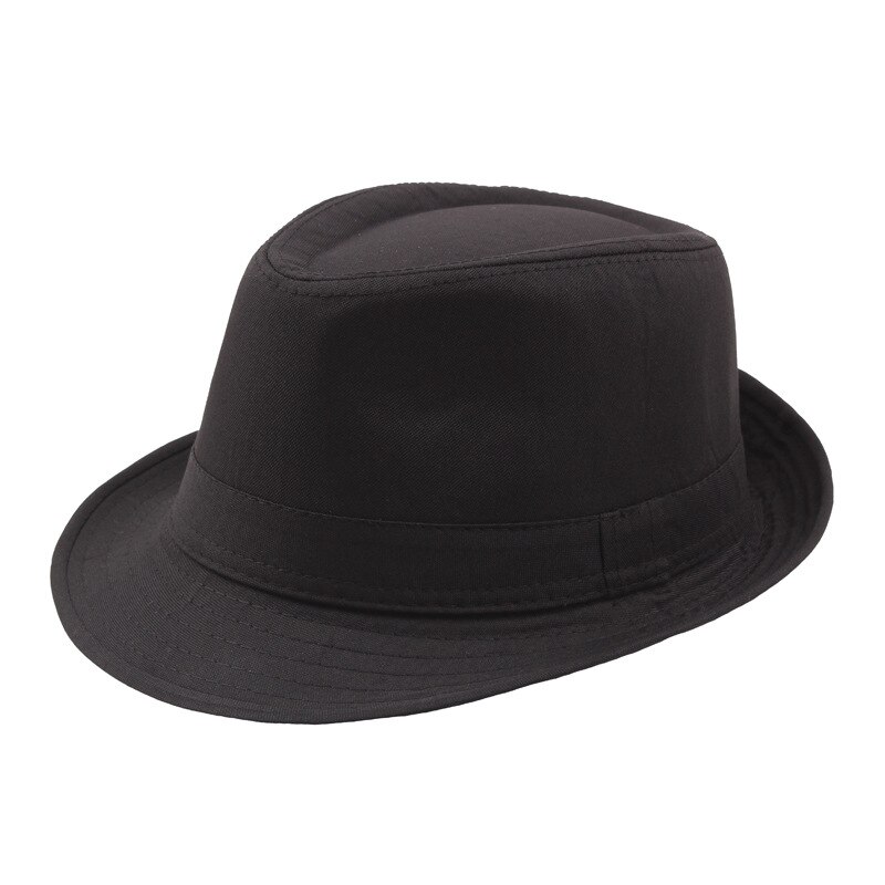 Sombrero de Jazz de Color sólido para hombre, paño al aire libre, para escenario, primavera y verano: Negro