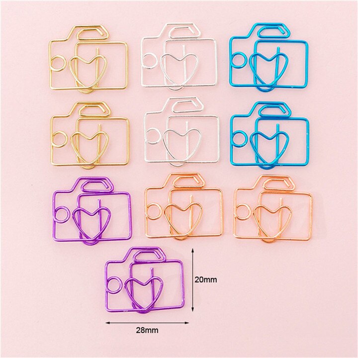 YaMinSanNiO 10pcs/lot Cute Paper Clips Envelope Cactus Paper Clip Metal Bookmark Decorative File Memo Clips Stationery: Camera