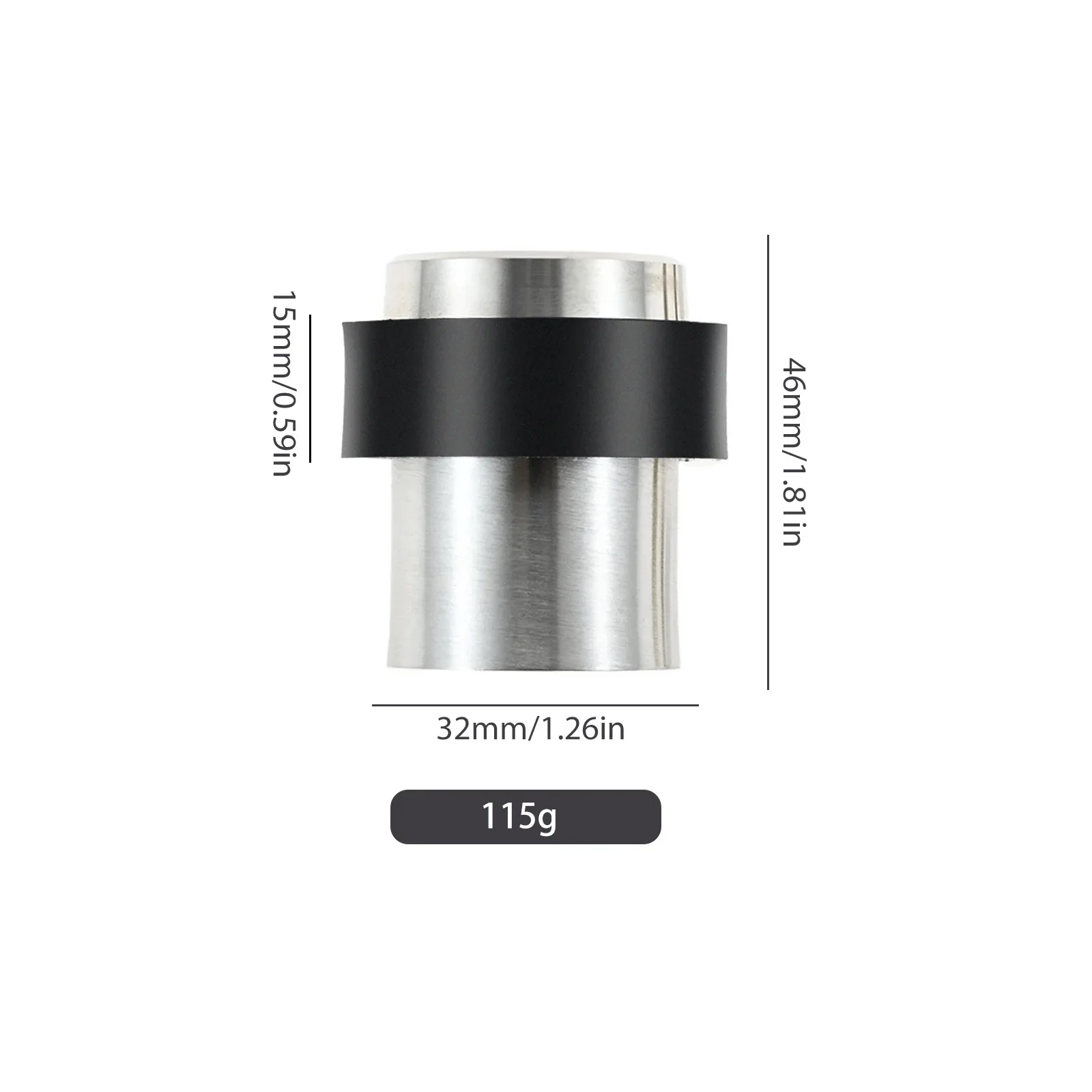 Tope de puerta silencioso de acero inoxidable, Tope de puerta cilíndrico anticolisión montado en la pared, para puertas de azulejos de cerámica, vidrio y madera, 1 unidad: Plata