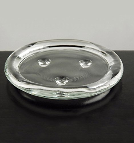 Plato de vidrio/plato portavelas para pilar vela, 11cm diam, juego de 12, transparente