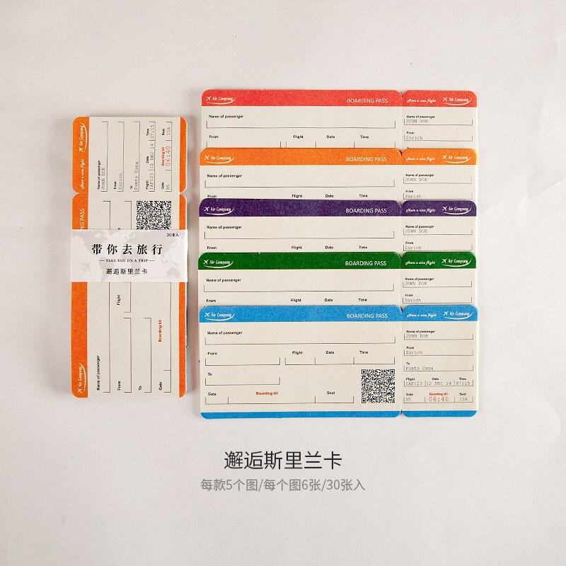 Travel airlines ticket Material Paper Note Paper DIY Retro Junk Journal Planner Craft Paper Scrapbooking Decorative Craft Album: G