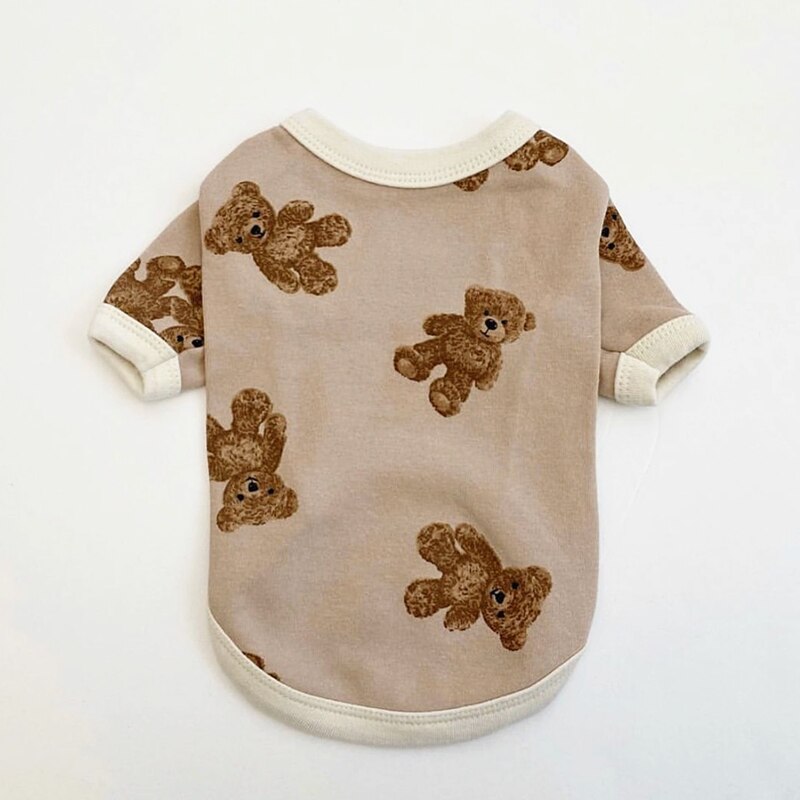 Vêtements d'été fins pour animaux de compagnie, imprimé ours en peluche, VIP Bichon, Hiromi Yorkshire Schnauzer, chien, petit chien, chat: Coffee / L