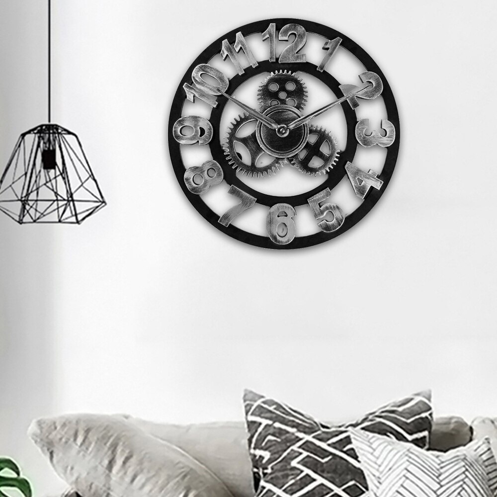 Industriële Klok 51 cm, Wandklok, Grijs