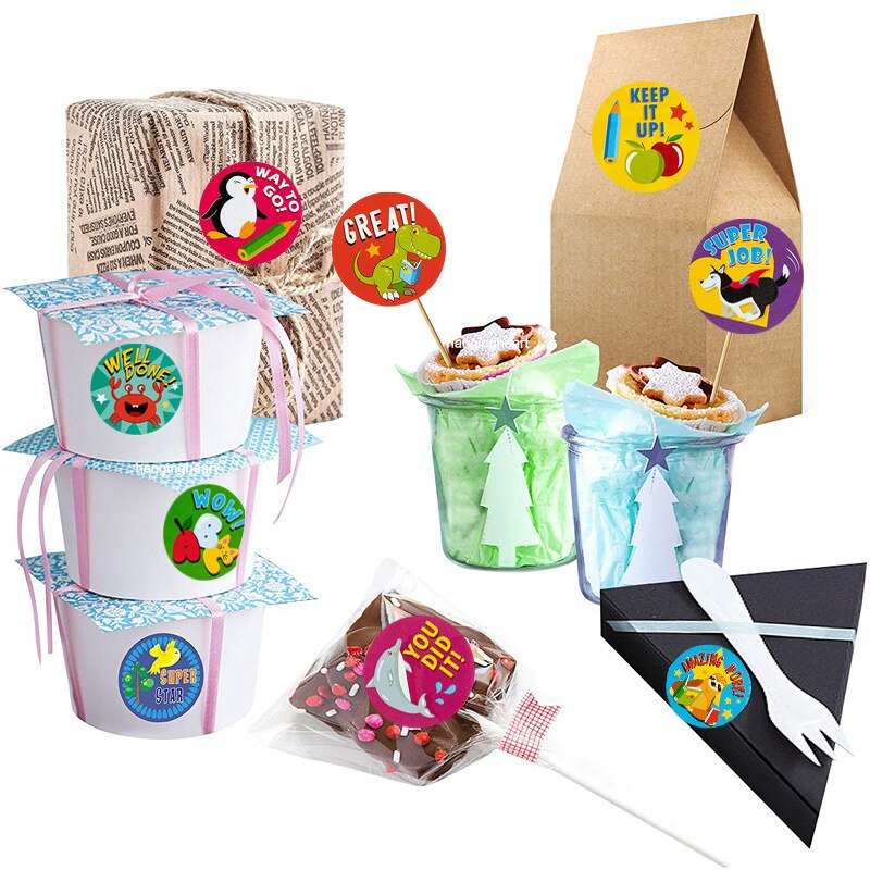 500Pcs/Roll Cuet Kat Dank U Stickers Seal Labels S