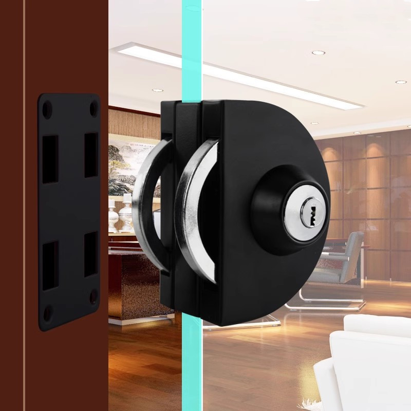 Black Non-perforated Glass Lock Single/double Glass Door Lock Stainless Steel Bathroom Door Lock Home Hardware Door Accessories