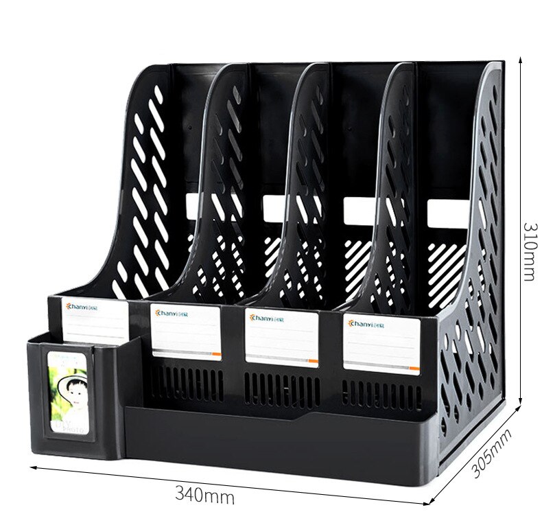 4-column File Rack Frame Book Stand Bookshelf File Basket Office Supplies Simple Desk Top Folder Storage Box Desk Organizer