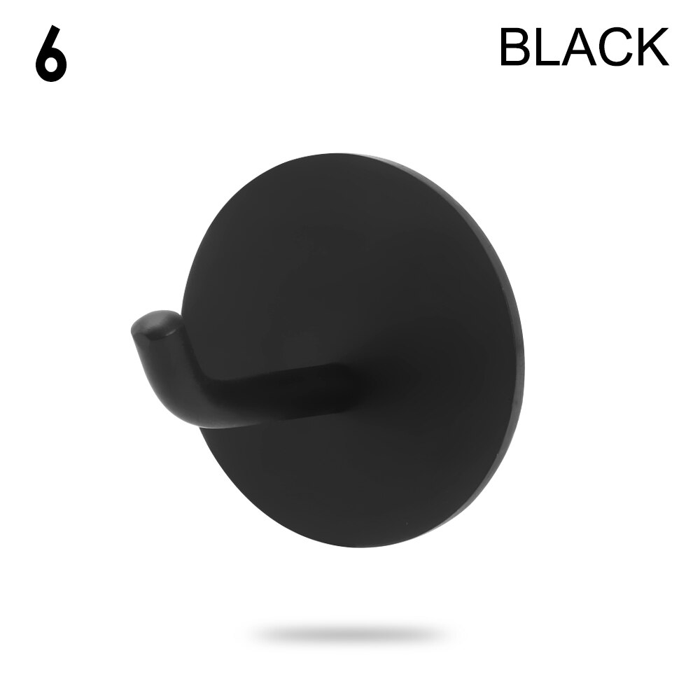 12 Styles Black Silver Hook Wall Towel Hook Stainless Steel Rustproof Strong sticky Hook Hanger for Bathroom Kitchen Hardware: black6