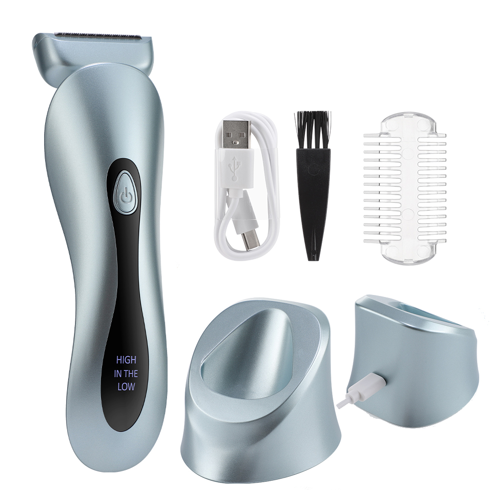 Elektrisch scheerapparaat voor dames Pijnloos scheermes voor dames Bikinibeen Haarverwijderaar Openbare haren Trimmer met oplaadstation Nat droog gebruik