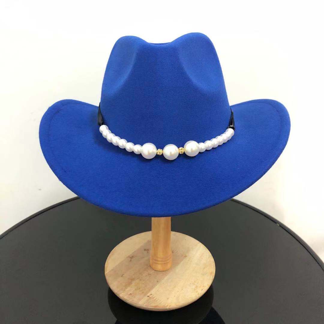 Cowboy Fedora Hoed Mannen Wolvilt Dames Heren Rolled Edge Cowgirl Jazz Hoed Met Lederen Fedora Hoed Ridder hoed Grote Panama: 3