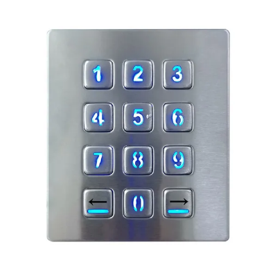 Industrial Keyboard with 12 Keys IP65 3x4 Kiosk Metal USB Keypad Stainless Steel Metallic Waterproof Slim Electric Lock Keypad: WHITE / Brown Switch