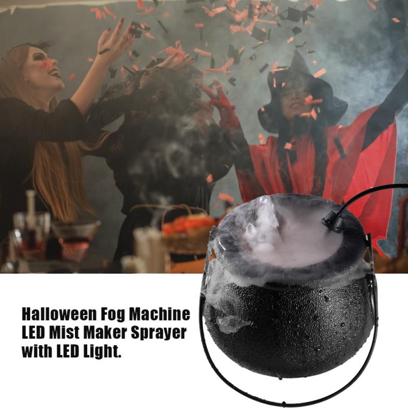 Halloween Witch Pot Mist Maker Fogger Water Fountain Fog Machine Party Decoration Prop DIY Scene Layout Prank Toy Cauldron Decor