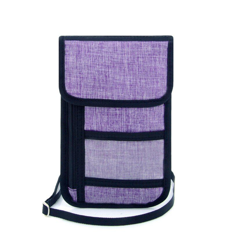 RFID Blocking Reizen Telefoon Neck Pouch Paspoorthouder Portemonnee Schouder Riem Messenger Bag Crossbody tassen 586: purple