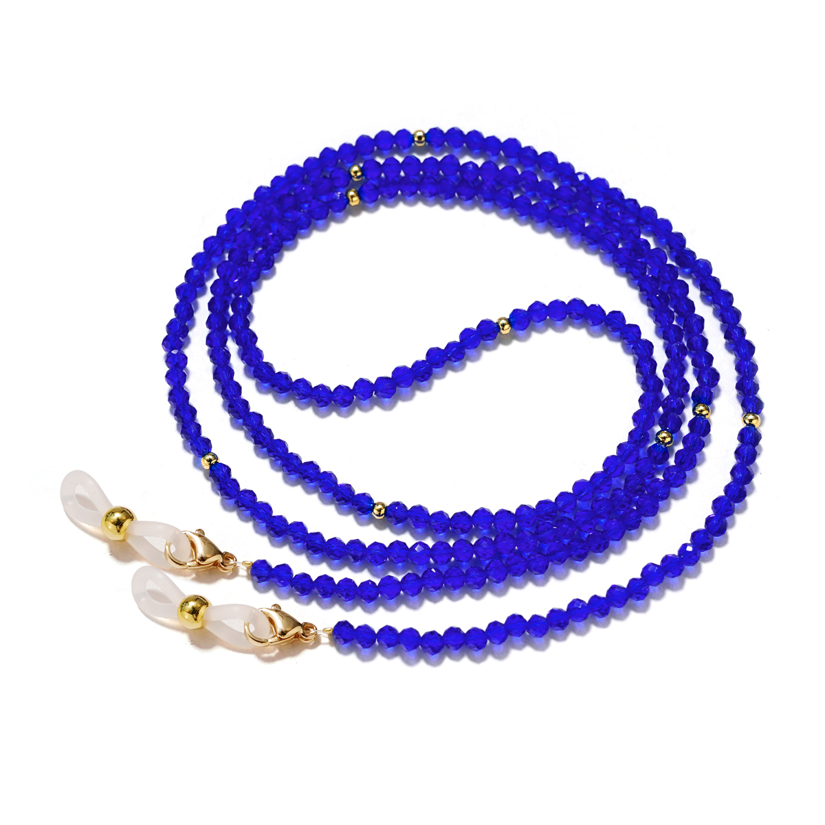 Collana a catena per occhiali da donna-cordino per occhiali da suola con perline acriliche intorno al collo con perline verdi di cristallo fatte a mano: Blu