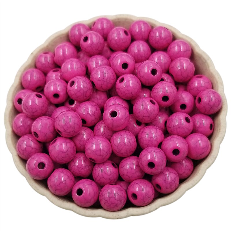 100pcs Finding Beads Handmade Material 8mm DIY Cracks Loose Bead Jewelry Accessories Multicolor: Rose Red