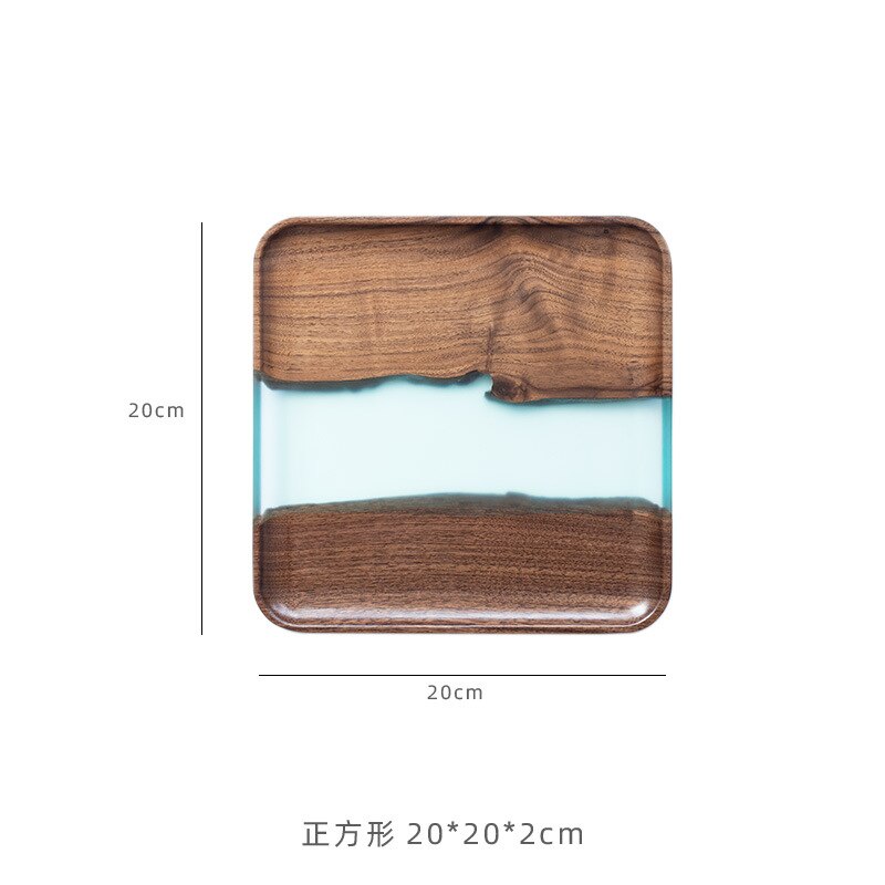 Black Walnut Resin Tea Tray Wooden Rectangular Fruit Tray Solid Wood Small Tea Table Bamboo Tea Tray: Type B