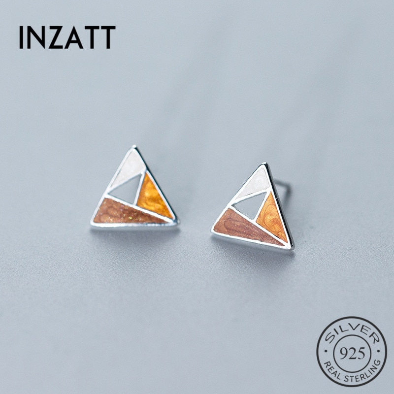 INZATT Real 925 Sterling Zilver Minimalistische Holle Emaille Geometrische Stud Oorbellen Voor Vrouwen Verjaardagsfeestje Fijne Sieraden