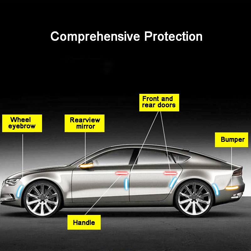 4 stks/set Auto Auto Veiligheid Reflecterende Tape Rijden Veiligheid Sticker 2 soorten Deur Anti-collision Waarschuwing Reflecterende Strips Accessoires