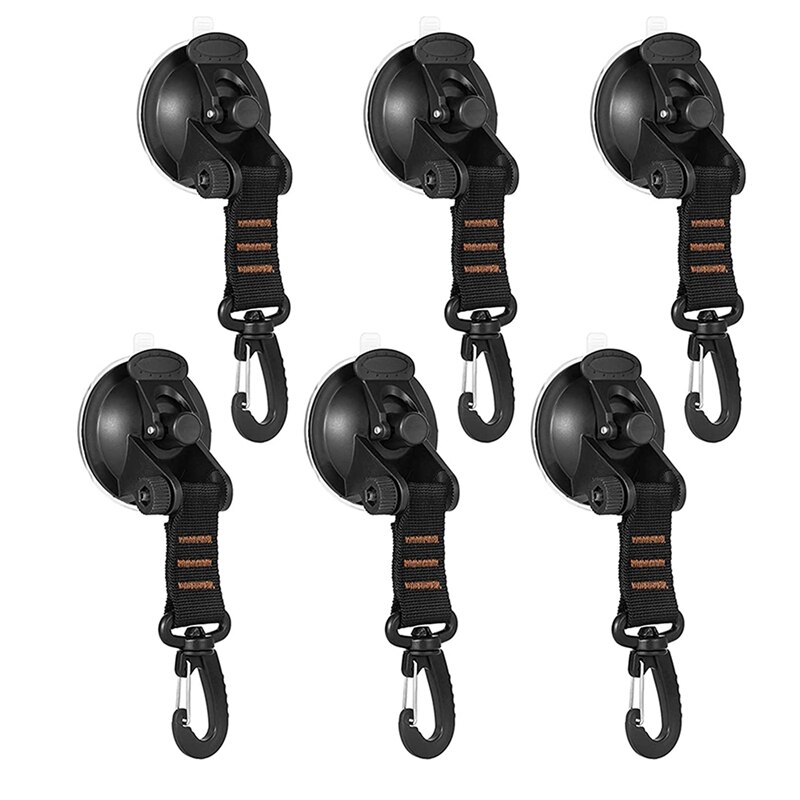 6 Pcs Heavy Duty Suction Cup Anchor With Securing Hook Tents Securing Hook For Car Side Awning Boat Camping Tarp: Brown
