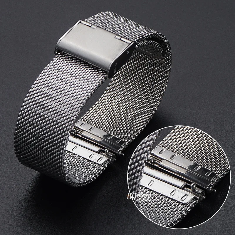 Correa de reloj milanesa 1,0/0,6/0,4, 18mm, 20mm, 22mm, correa de repuesto Universal de acero inoxidable para pulsera Seiko para pulsera de rol